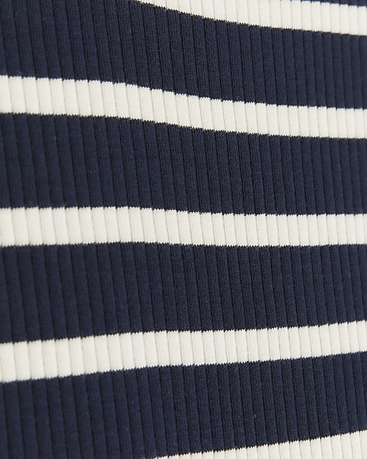 Navy rib stripe tank top