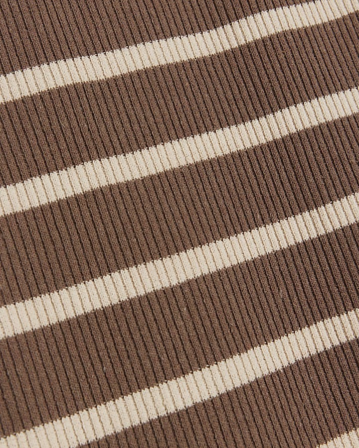 Brown ribbed stripe maxi skirt