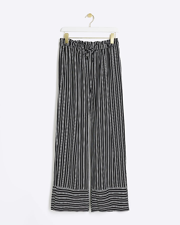 Black stripe wide leg trousers