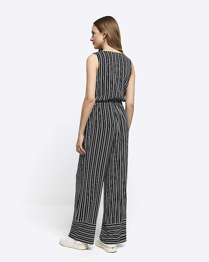 Black stripe wide leg trousers