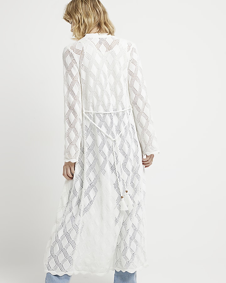 White crochet maxi cardigan
