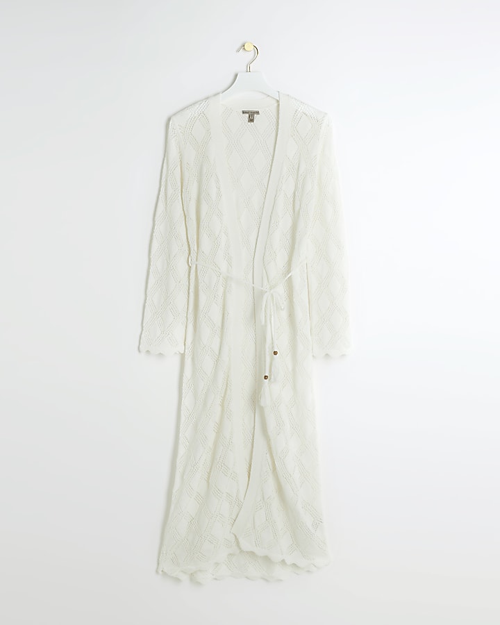 White crochet maxi cardigan