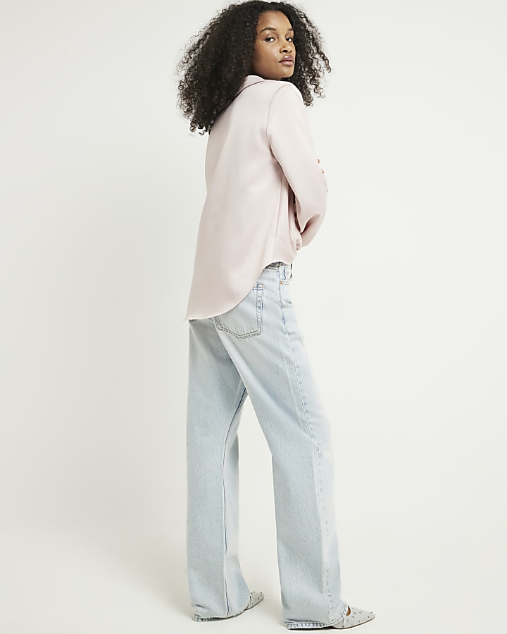 Pink Satin Wrap Shirt