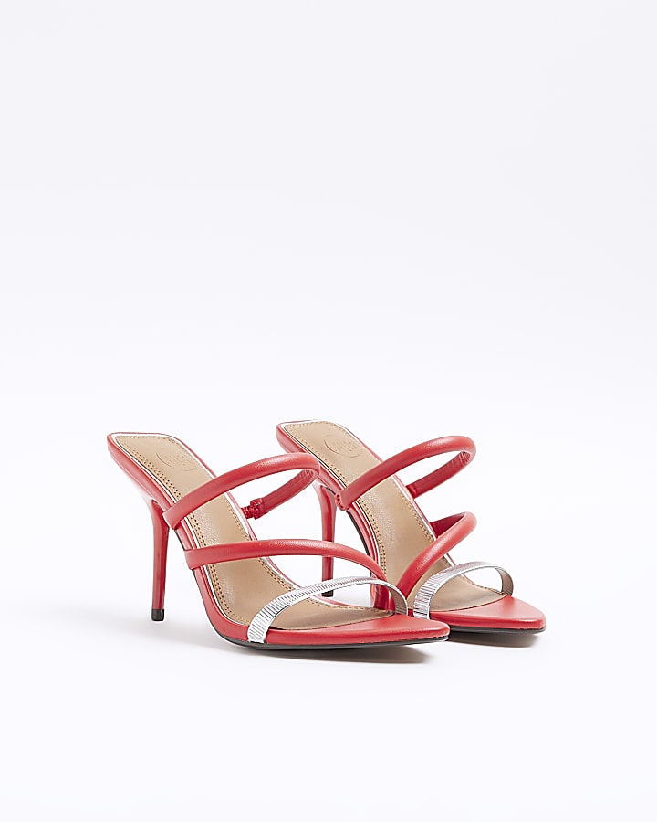 Red strappy heeled sandals