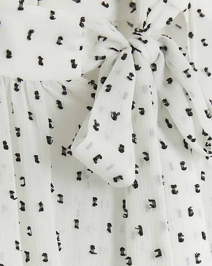 White spot bow swing midi dress