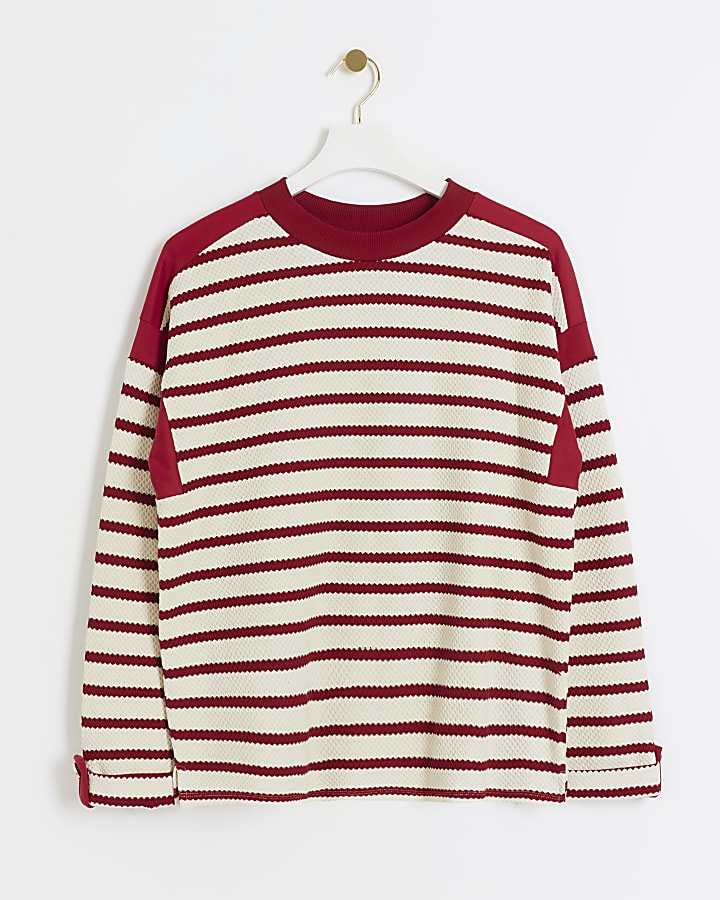 Red stripe long sleeve sweatshirt