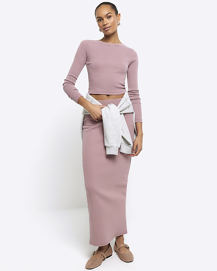 Pink pencil skirt midi hotsell