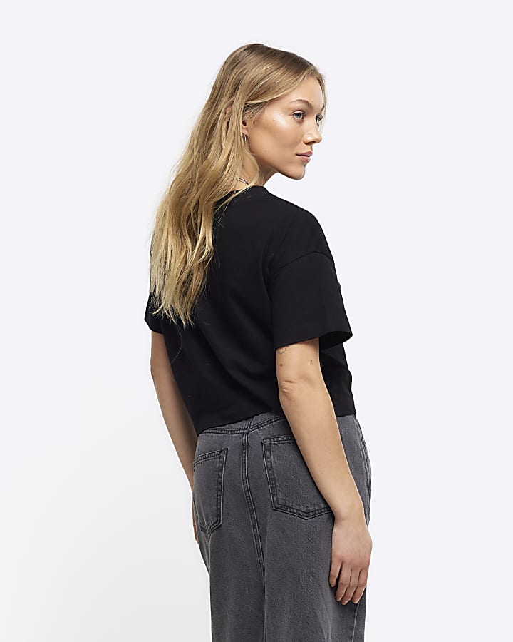 Petite black boxy t-shirt