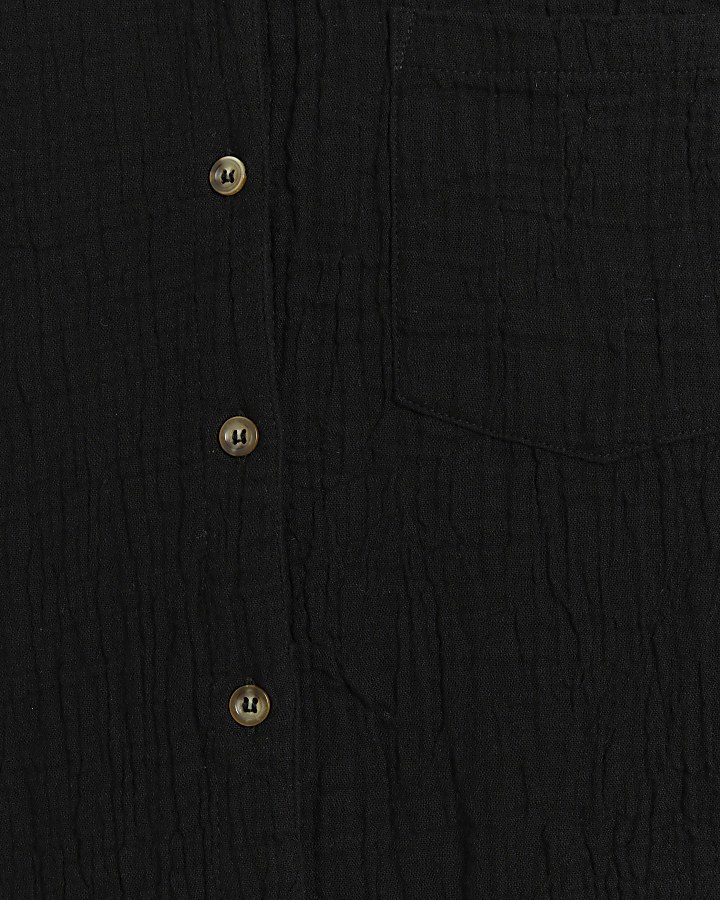 Black textured long sleeve shirt