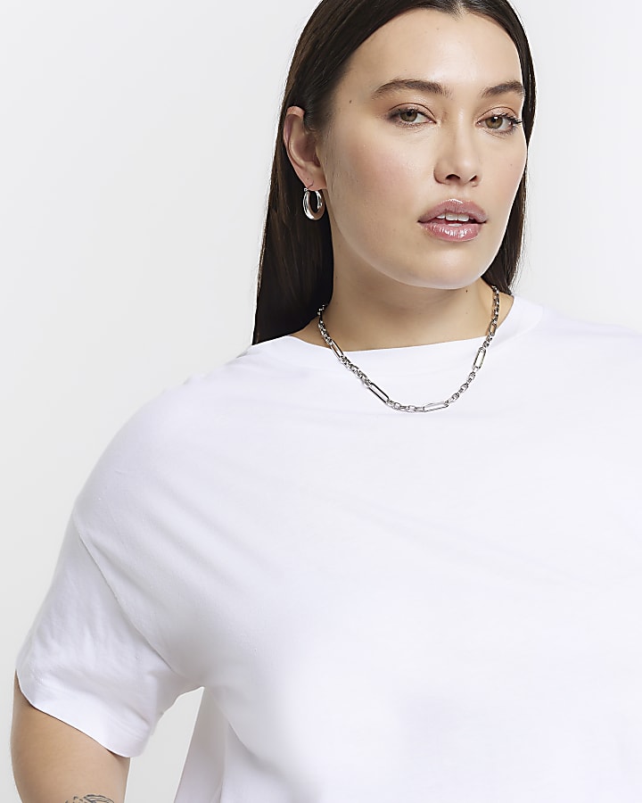 Plus white boxy cropped t-shirt