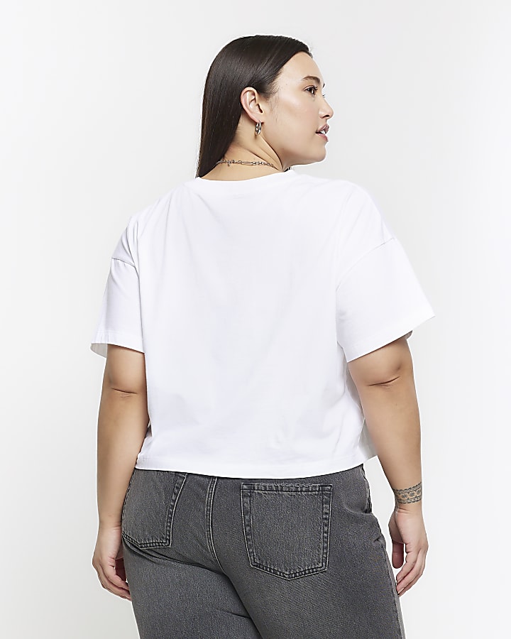 Plus white boxy cropped t-shirt