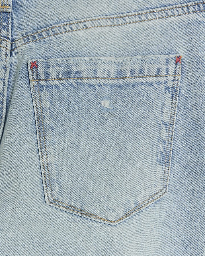 Petite blue patch stove straight jeans