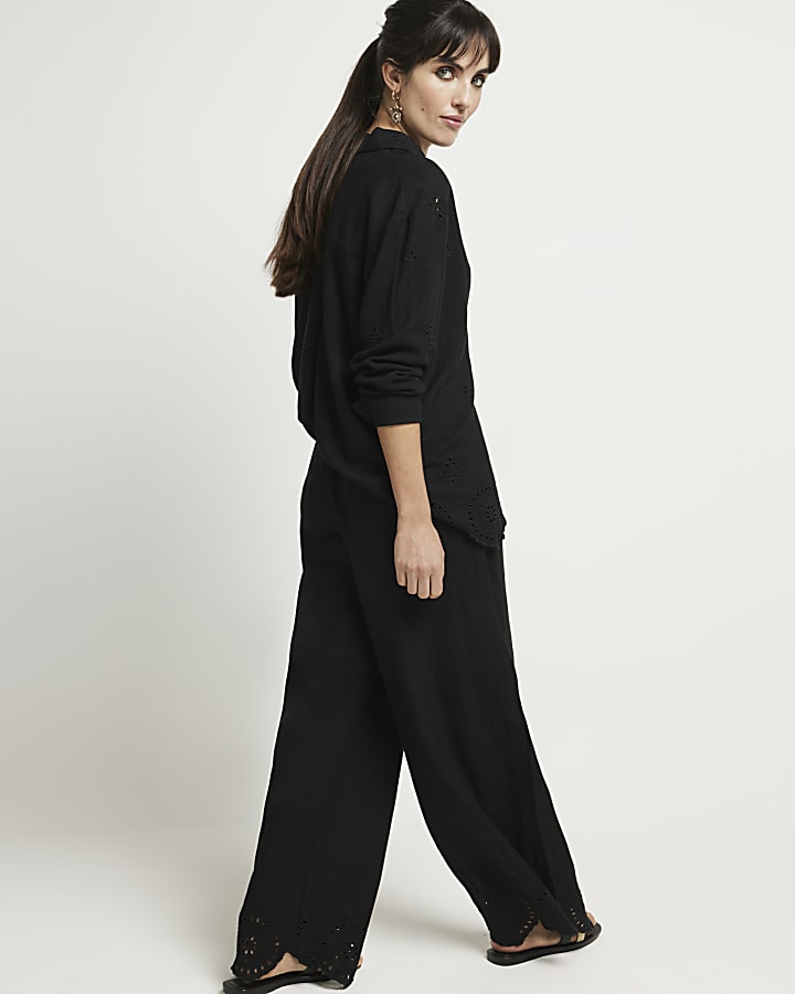 Black Linen blend Trousers