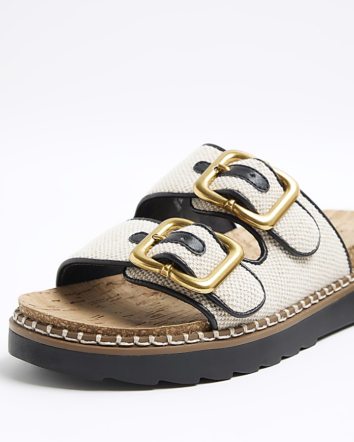 Beige Double Buckle Sandals