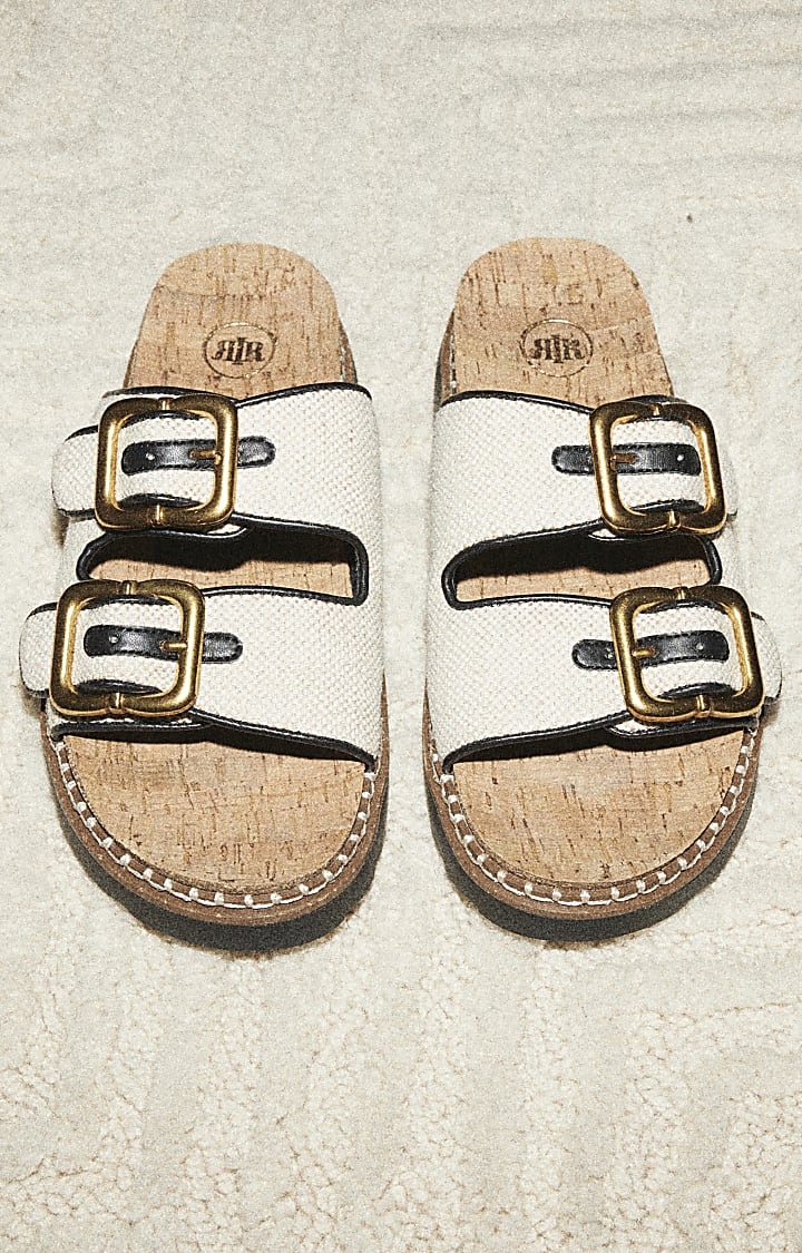 Beige Double Buckle Sandals