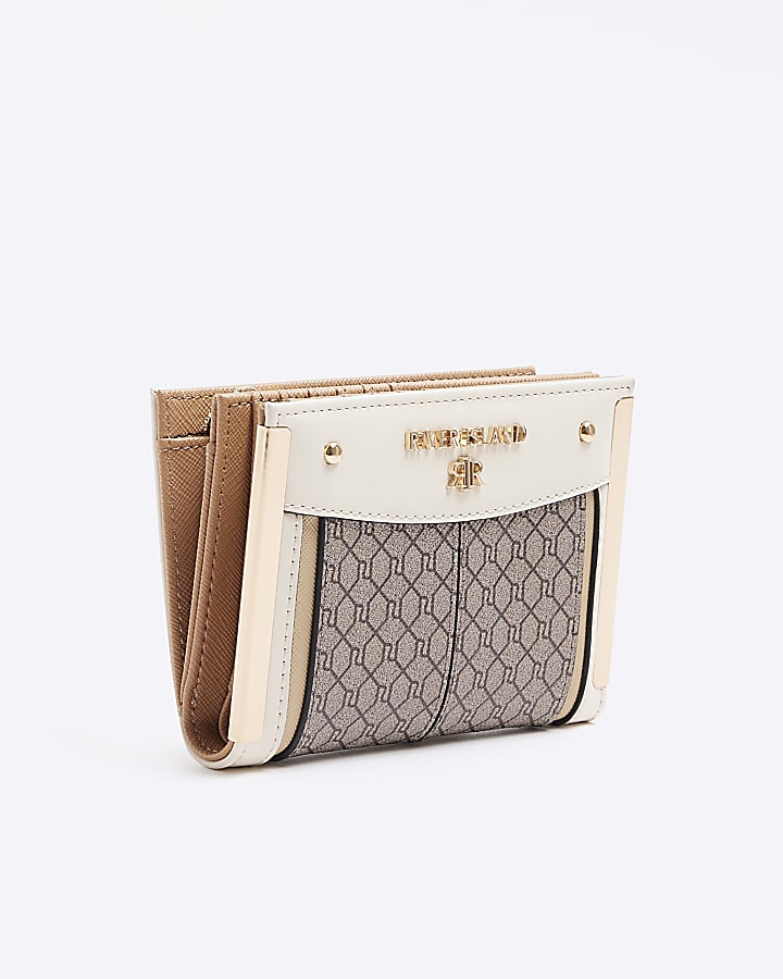 Cream monogram panel purse