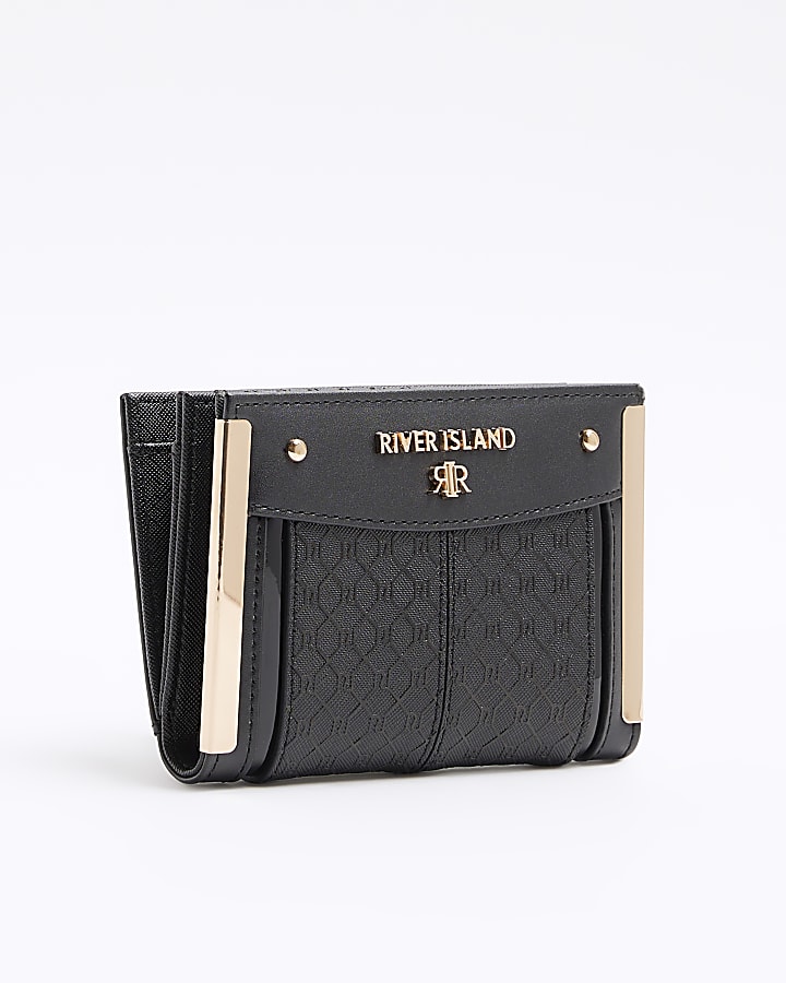 Black embossed monogram purse