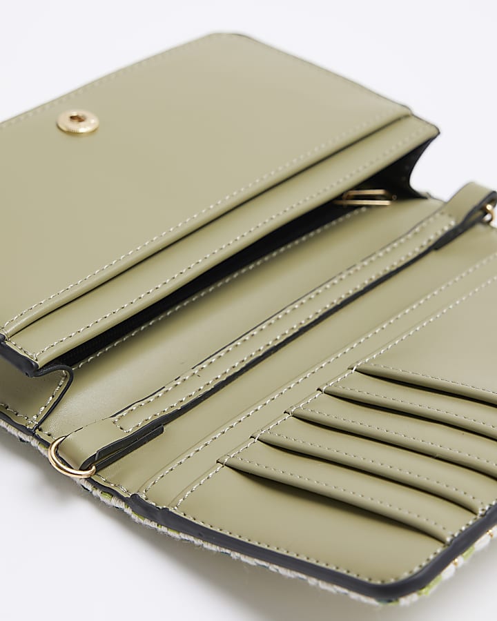 Green weave cross body bag