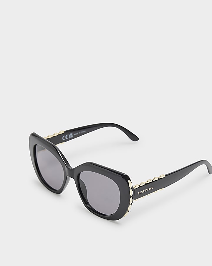 Black embellished square sunglasses