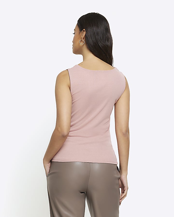 Pink cowl neck tank top