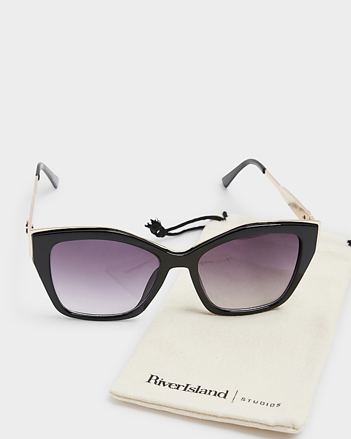 Black square cat eye sunglasses