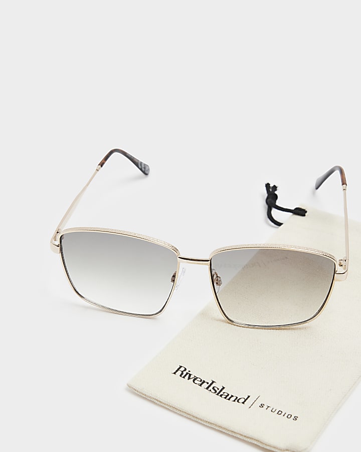 Gold oversized square sunglasses