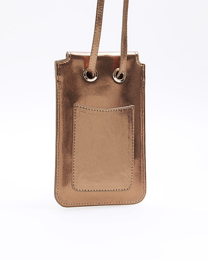 Brown metallic phone pouch