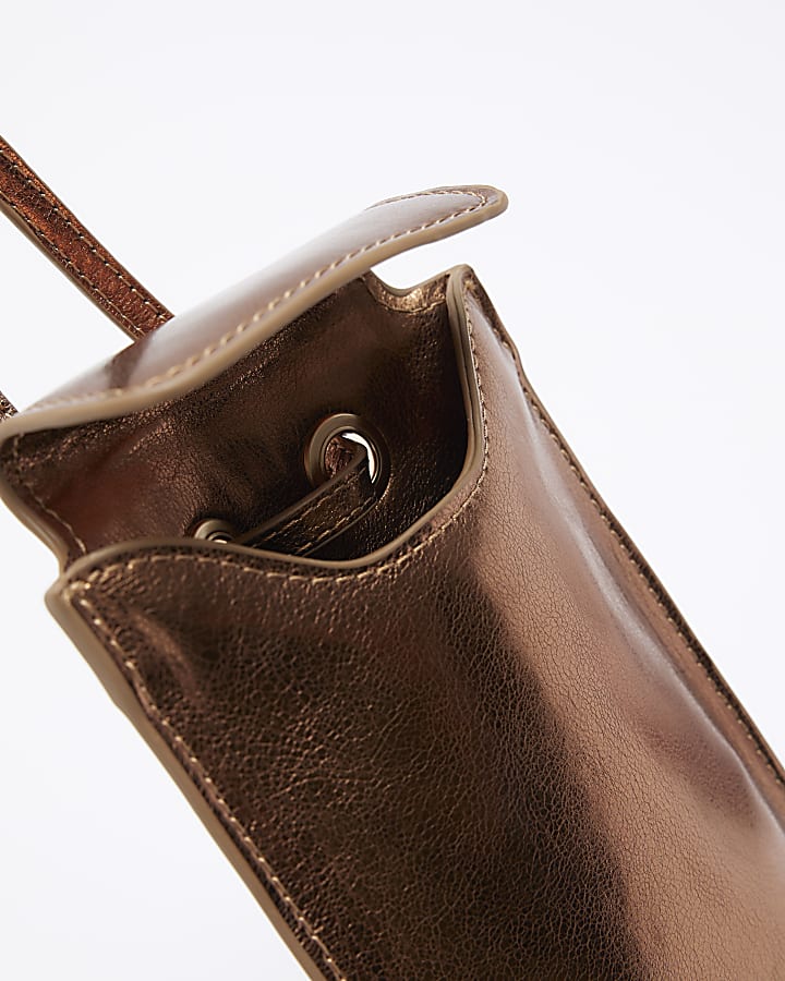 Brown metallic phone pouch