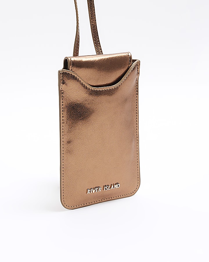 Brown metallic phone pouch