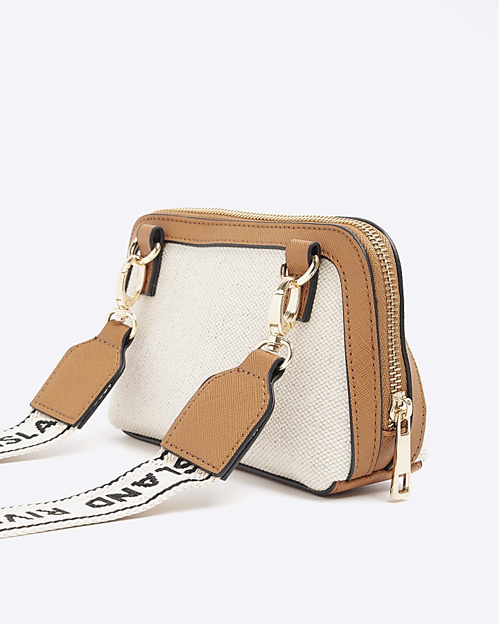 Beige RI monogram cross body bag