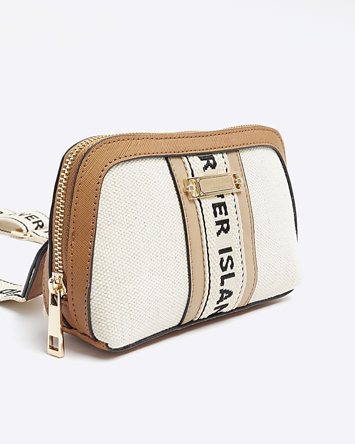 Beige RI monogram cross body bag