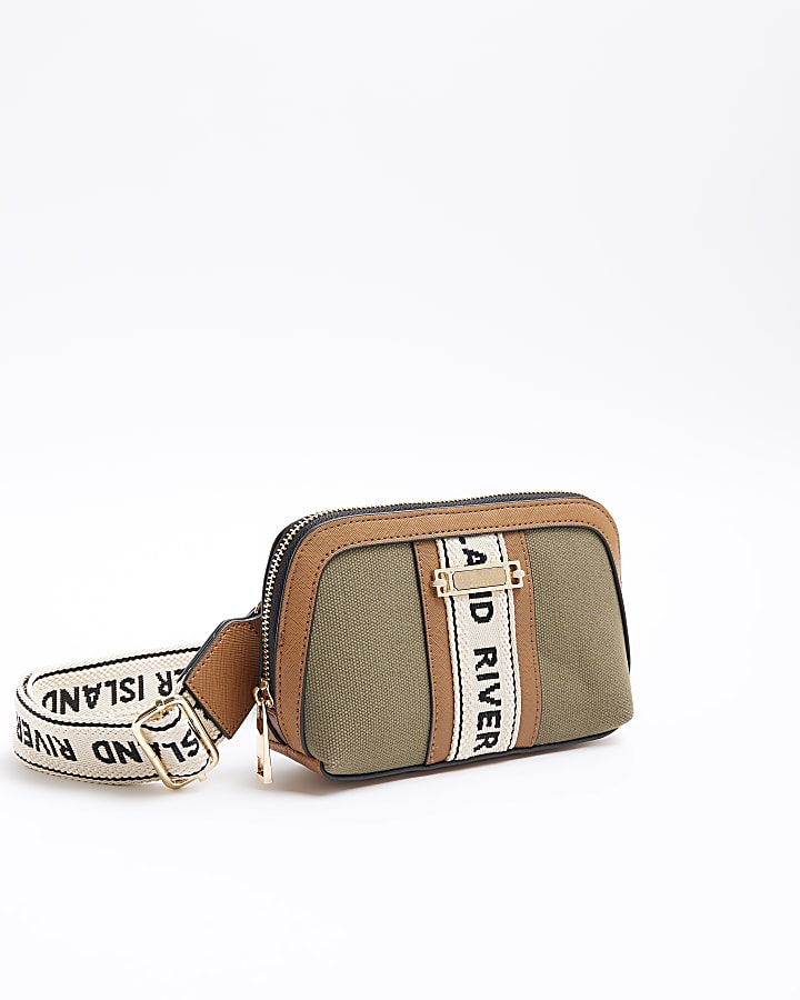 Khaki small Logo Cross Body Bag