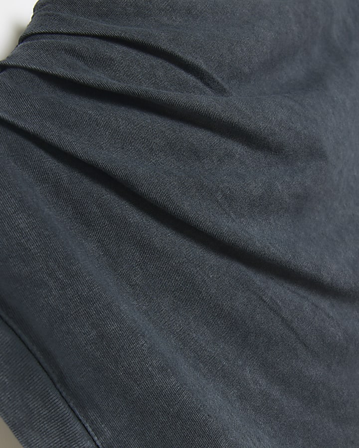 Grey Drape Cowl Neck Tank Top