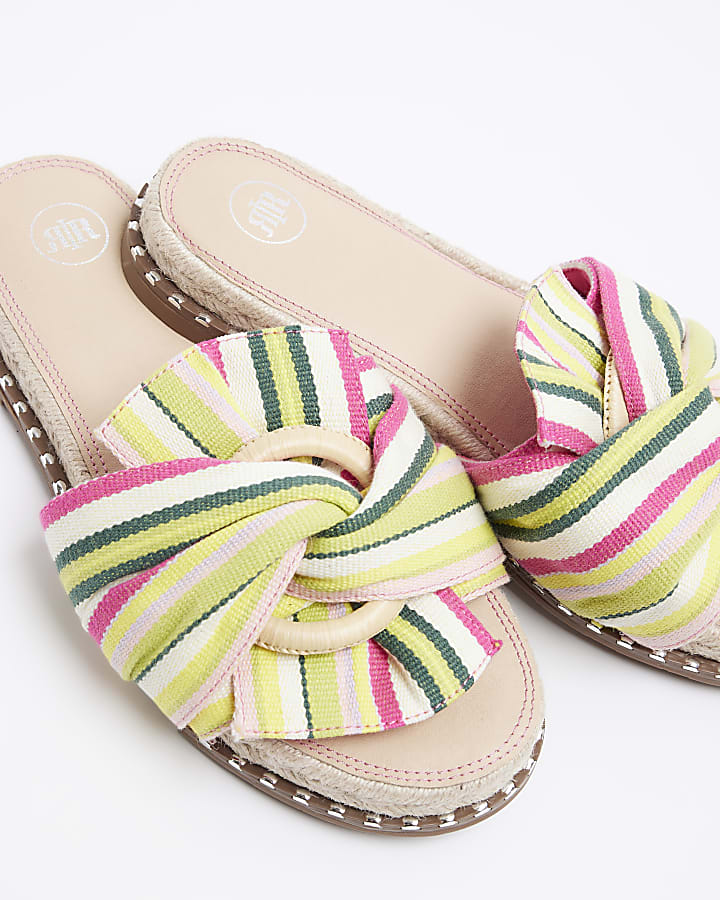 Pink twisted flat sandals