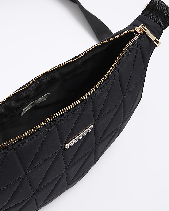 Black soft quilted cross body bag
