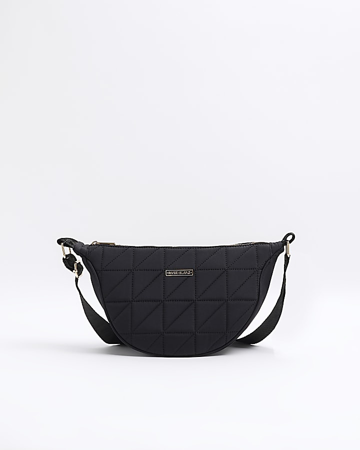 Black soft quilted cross body bag