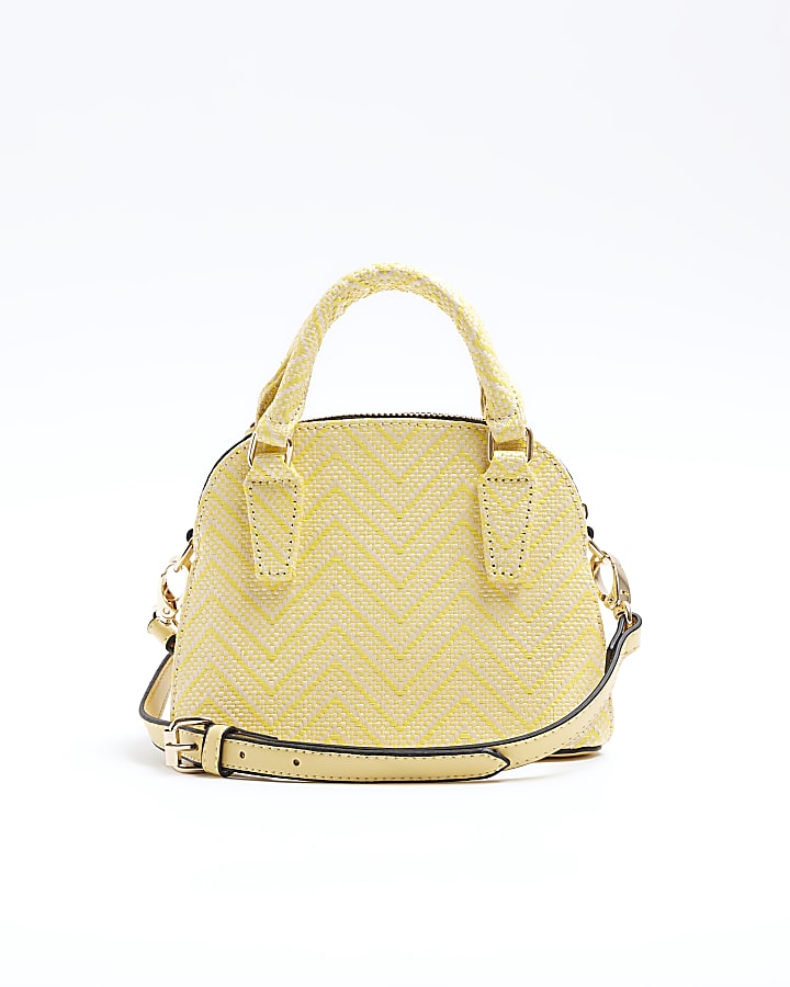 Yellow weave mini tote bag