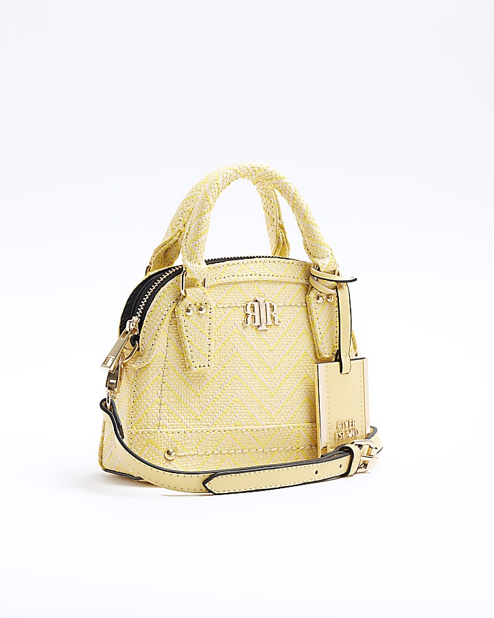 Yellow weave mini tote bag