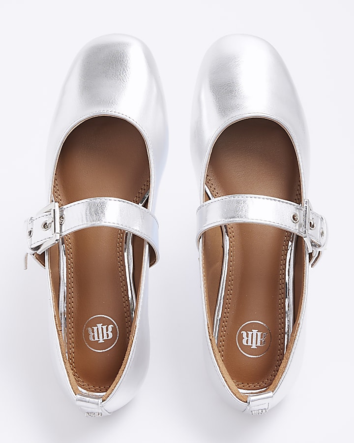 Silver Mary Jane Ballet Pumps