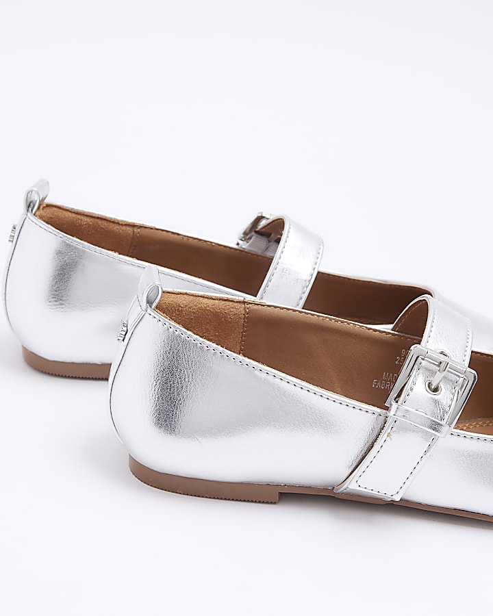 Silver Mary Jane Ballet Pumps