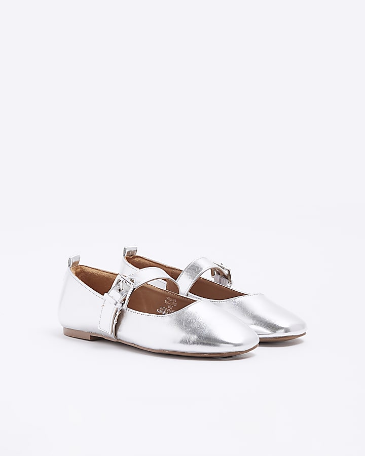 Silver Mary Jane Ballet Pumps