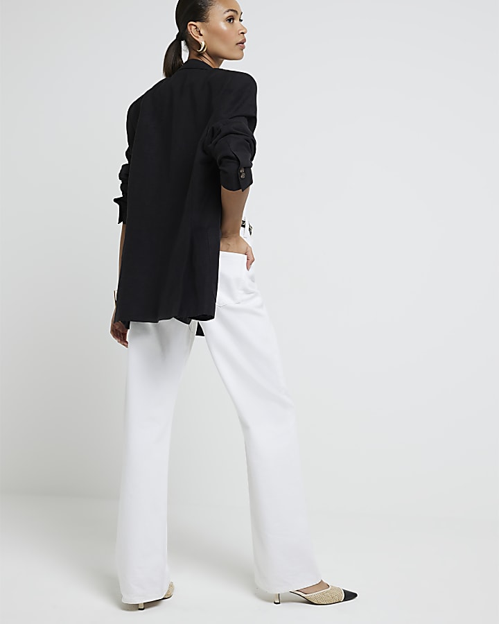 White High Waisted Relaxed Straight Jeans