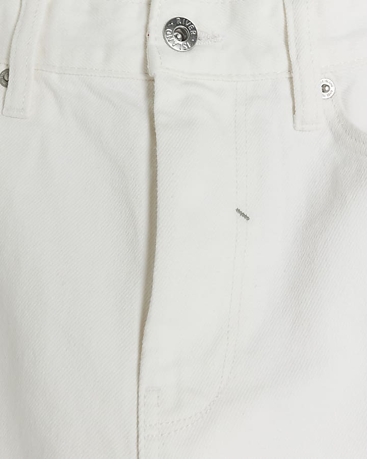 White High Waisted Relaxed Straight Jeans