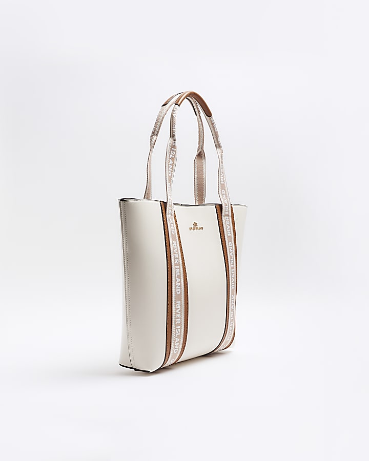 Cream monogram Shopper bag