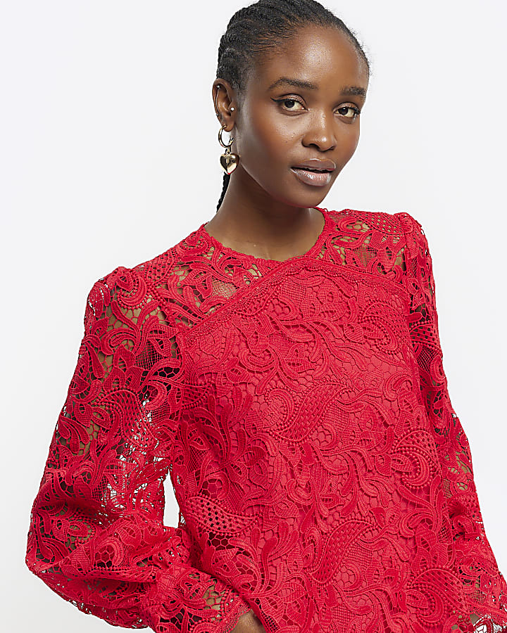 Red lace blouse