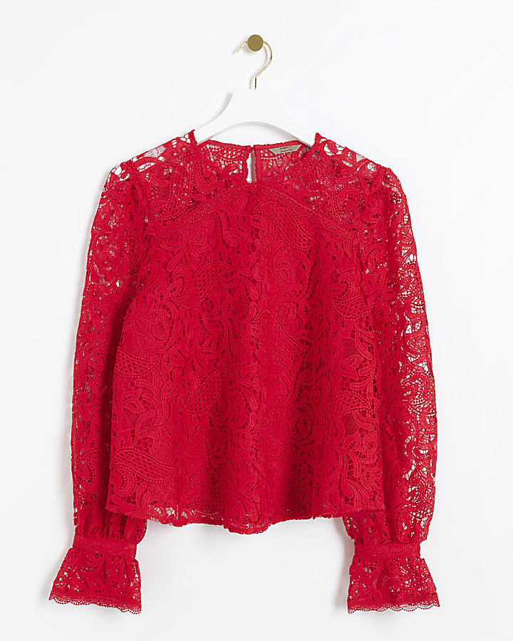 Red lace blouse