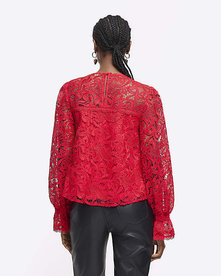 Red lace blouse