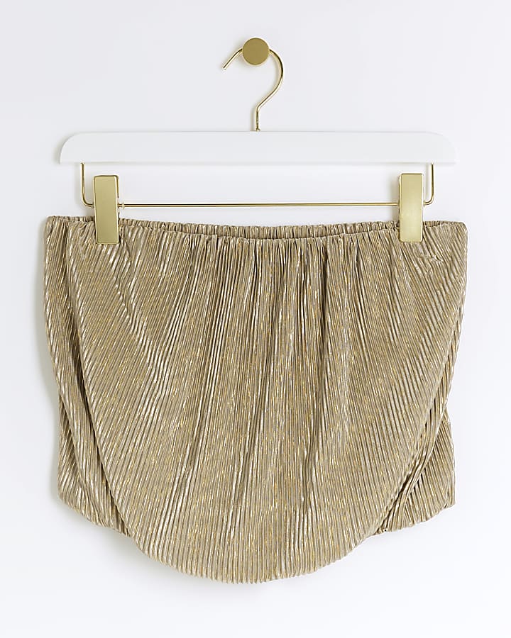 Gold plisse glitter bandeau top