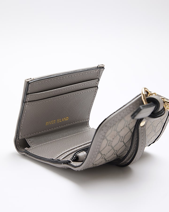 Grey Monogram Knot Detail Purse