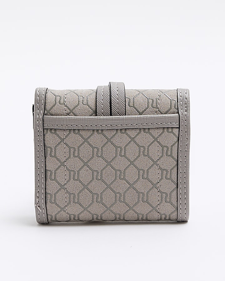 Grey Monogram Knot Detail Purse